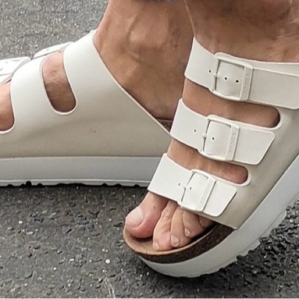 Papillio Cream Triple Strap Sandals